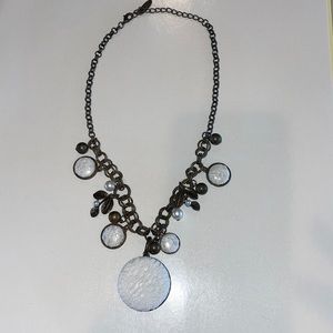Plunder white medallion necklace.